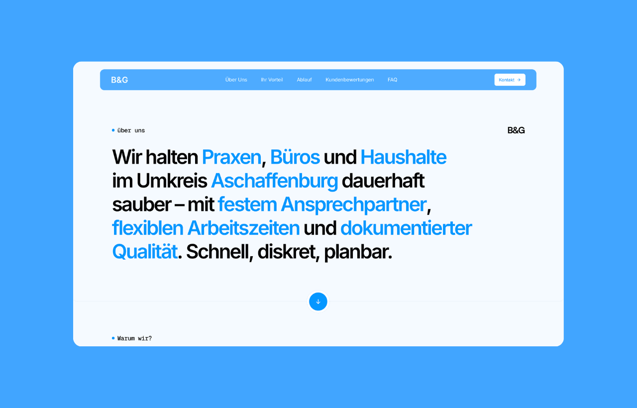 B&G Reinigung Über-uns-Abschnitt