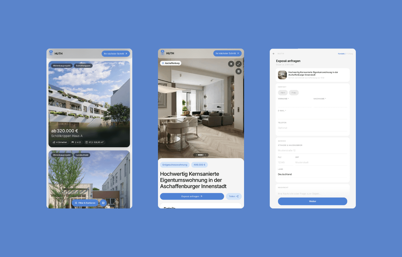 Huth Immobilien mobile Objekt- und Exposé-Flows