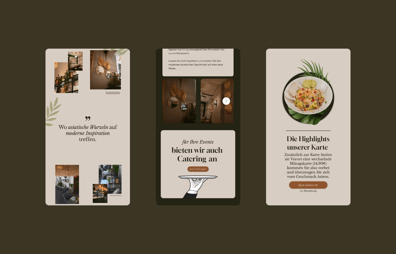 Lyvy mobile Website-Abschnitte