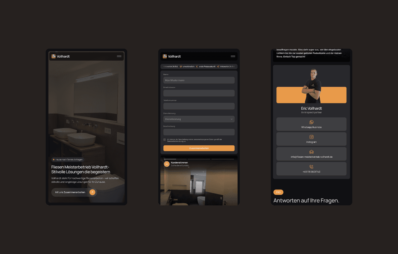 Vollhardt mobile Website-Ansichten